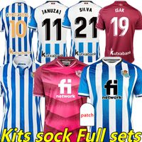 Wholesale 21 Real Sociedad soccer jerseys Final Copa del Rey OYARZABAL PORTU X PRIETO DAVID SILVA ODEGAARD JUANMI ISAK Men Kids Kits sock Full sets Football
