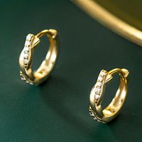 Wholesale Hoop Huggie Twisted Gold Chunky Earrings For Women Crystal Thick Hoops Hypoallergenic Sterling Silver Lightweight