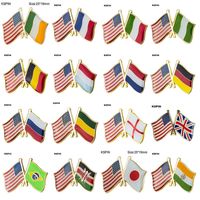 Wholesale Metal Badge U S A Friendship Flag Label Pin Badges Icon Bag Decoration Buttons Brooch for Clothes