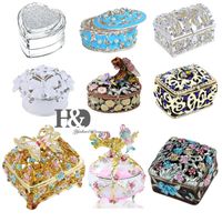 Wholesale Decorative Objects Figurines H D Vintage Handmade Enamel Trinket Boxes Jewelry Storage Organizer Box Floral Metal Case Christmas Gift For