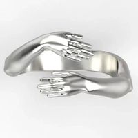 Wholesale Fashion Adjustable Hugging Hand Band Rings Silver Jewelry Open Ring for Women Girl Wedding Engagement Bridal Gifts
