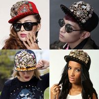 Wholesale Hat Punk Fashion Rivet Leopard Head Sewing Baseball Cap Men s and Women s Hip Hop Bboy Flat Brim Hat