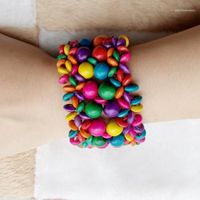 Wholesale Bangle Arrival Bohemia Fashion Jewelry Multicolors Wood Beads Rubber Bands Bracelets For Women WB0011