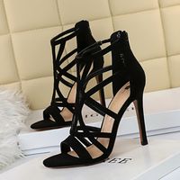 Wholesale Super High Heels Wedding Shoes Gladiator Sandal Super High Heel Hollow Out Red Black Ankle Bootie