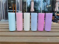 Wholesale 20oz Sublimation Skinny Tumbler Blanks Color Change by Sunlight Bottle Colorful Cups Double Wall Stainless Steel Container in Bulk with Lid Straw