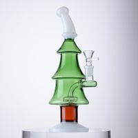 Wholesale Christmas Style Glass Bongs Xmas Tree Hookahs Mini Small Oil Dab Rigs Showerhead Perc Water Pipes mm Female Joint With Bowl