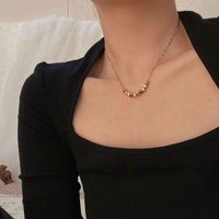 Wholesale French Design Simple Square Pendant Body titenium Steel Electroplating k Color Preserving Gold Necklace Clavicle Chain Women s Fashion