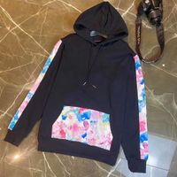 Wholesale Fashion Designer tie dye watercolor printing stitching letters mens hoodie four leaf clover big pockets multi element unisex hoodie Asia cod