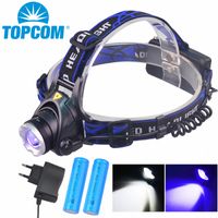 Wholesale TOPCOM Powerful W LED Headlamp USB Rechargeable UV Black Light White Light Head Torch For Camping Scorpion Amber Detector J03p