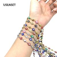 Wholesale Charm Evil Eyes Chains Necklacs Stainless Steel Jewelry Lovely Colorful Anklets Enamel Eye Bracelet For Girls Women