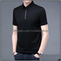 Wholesale Mens T Shirts Tees S Clothing Apparel Male T Shirt Summer Slim Plain Color Fashion Brands Design Zip Up Collar Short Sleeve Drop Deli