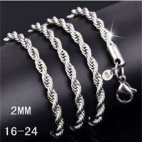 Wholesale Fashion Silver Chain Necklaces MM inch Flash twisted rope Necklace Sterling Silver Jewelry