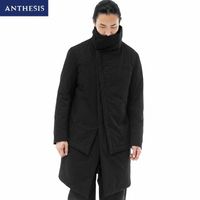 Wholesale Houxu NEW Men Coat Long Section Winter Black Thicken Over the Knees Slim High Collar Tide Oriental Style Cotton Jacket Male I1ya