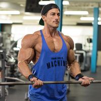 Wholesale Gym Mens Tank Top Vest Plus Tees Muscle Fashion Sleeveless Stringer Brand Back Clothing Bodybuilding Singlets Fitness Workout Sports Shirt
