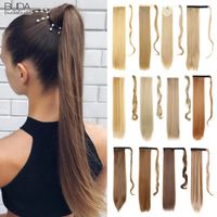 Wholesale Synthetic Wigs Inches Long Straight Clip In Ponytail Hair Wrap Around Fake Pony Tail For White Women Blonde