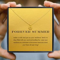 Wholesale Icareu Glow Sun Pendant Necklace Women Forever Summer Shines Choker Gold Chain Make A Wish Card Box Valentines Day Necklaces