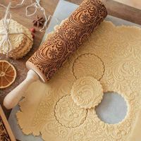 Wholesale 39 Inch Wooden Embossed Printing DIY Biscuit Cake Dough Carving Pattern Tool Rolling Pin Kitchen Baking Tools