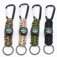 Wholesale Outdoor Survival Kit Parachute Cord Keychain With Compass Party Favor Military Emergency Paracord Rope Carabiner
