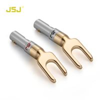 Wholesale Smart Power Plugs JSJ K Gold Plated Y Spade Banana Speaker Audio Screw Fork Connector Adapter