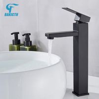 Wholesale Bathroom Sink Faucets Bakicth Black Square Faucet Single Handle Basin Wash Tap Toilet Deck Mounted