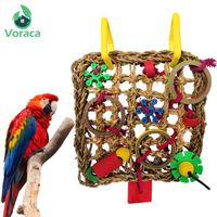 Wholesale Other Bird Supplies Climbing Net Parrot Toys Woven Seagrass Biting Hanging Rope Swing Play Ladder Chew Foraging Colorful Funny