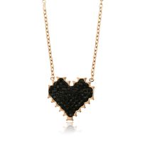 Wholesale Necklace Xuping Jewelry Classic Fashion Heart Set with Black Diamond Rose Gold Stainless Steel Ladies