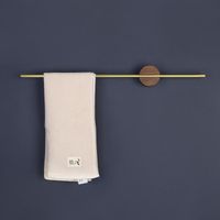 Wholesale Towel Racks Brushed Polished Brass Shelf Wall Mounted Bathroom Rack Wood Metal Simple Bar Accessories