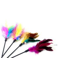 Wholesale 24 Hours Shipping Chirstmas Cat Toys Kitten Pet Teaser cm Turkey Feather Interactive Stick Toy With Bell Wire Chaser Wand gyq