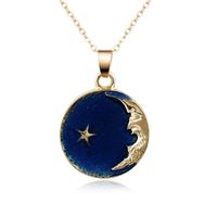 Wholesale Pendant Necklaces Dayoff European Enamel Moon Crescent Star For Women Jewelry Gold Color Planet Necklace Link Collar Chains N483