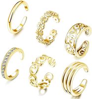Wholesale 6Pcs Summer Beach Foot Jewelry Open Rings for Women Adjustable Midi Finger Toe Band Ring Set Gifts White CZ
