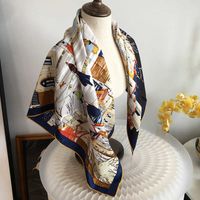 Wholesale Christmas Eve Print Silk Scarf Wraps Shawl for Women s Head Scarves Hijab quot x35 quot Q0828