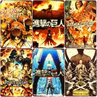 Wholesale Attack on Titan Vintage Poster Japanese Anime Metal Tin Sign Home Room Decorative Plate Art Painting Cartoon Comic Sticker MN170 Q0723