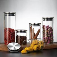 Wholesale 250 ml Glass Canister Airtight Storage Jars Kitchen Containers For Candy Cookies Sugar Flour With Silver Lid Bottles