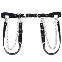Wholesale Woman Heart Metal Chains Punk Style PU Leather Harness Shoulder Chest Belts Sexy Body Bondage Caged Bralette Gothic Bra Garters
