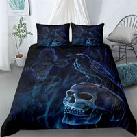 Wholesale hand painting crow skull bedding single twin double queen cal king size bed linen set
