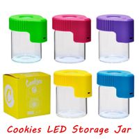 Wholesale Amazing Led Magnifying Stash Jar Cookies Mag Magnify Viewing Container Glass Storage Box USB Rechargeable Light Smell Proof Stock Fast Ship
