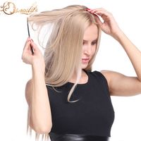 Wholesale S noilite inch Invisible Wire Synthetic No Clip One Piece Hair Extension Colors False Hair Hairpieces For Women H0916