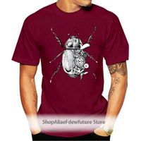 Wholesale Men s T Shirts Robot Bug Men Novelty Steampunk Tops Cotton Fashion T Shirt Grey Male D Print Clothing Plus Size Punk Streetwear