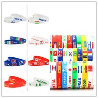 Wholesale DHL Russia World Cup Wristband soccer ball national team Silicone sports Bracelet national flag Wrist Strap no package Event Party Su
