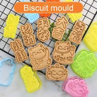 Wholesale Baking Moulds Cute DIY Lucky Cat Cartoon Biscuit Cutter D Pressing Style Butter Cookie Mold Cake Decorating Bakeware Tools For
