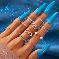 Wholesale 10pcs Minimalist thin Open Gold Band Rings Classic Pearl Wave Cross Style Finger Ring Jewelry Gift For Women
