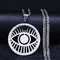 Wholesale Islam Eye Of Turkey Crystal Stainless Steel Chain Necklaces Silver Color Pendants Women Men Jewelry Bijoux Femme NXS05 Pendant
