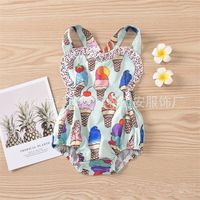 Wholesale Emmababy Newborn Baby Girl Clothes Ice Cream Print Sleeveless Ruffle Backless Cute Romper One Piece Outfit Sunsuit Summer Y2