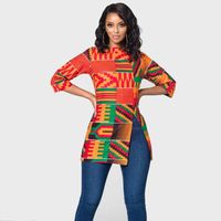 Wholesale Ladies African Women Clothes Bazin Riche T Shirt Traditional Print Clothing Vestido Africa Ankara Style Tops Fashion Tee