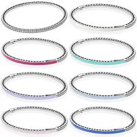 Wholesale Multicolor Radiant Hearts Twinkling Forever Love Heart Bangle Fit Fashion Bracelet Sterling Silver Bead Charm DIY Jewelry