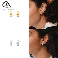 Wholesale Pendientes Plata Smooth Surface Stud Earrings For Women Personality Wave Huggie Girls Unique Metal Jewelry
