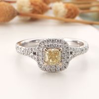 Wholesale CxsJeremy K White Gold mm ct Yellow Cushion Cut Moissanite Engagement Ring Double Halo Yellow Prongs Luxury Wedding Band