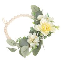 Wholesale Decorative Flowers Wreaths Pc Emulation Flower Wood Beads Wreath Creative Wedding Garland Home Wall Decor