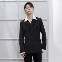 Wholesale Men s Suits Blazers Dark Black Yamamoto Double Breasted Large Youth Wedding Slim Fit Top Korean Japanese Performance Dress