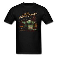 Wholesale Small Town Travel T shirt Men Twin Peaks T Shirt Black Tee Cotton Tops Cartoon Clothing Hipster Leisure Tshirts Men s T Shirts